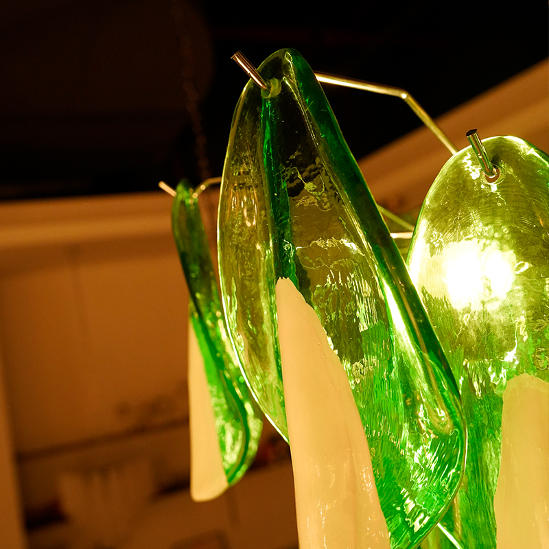 Vintage Green Murano Glass Petal Chandelier