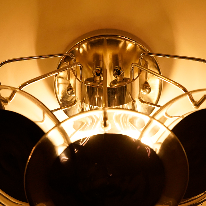 Vintage black Murano glass wall lamp