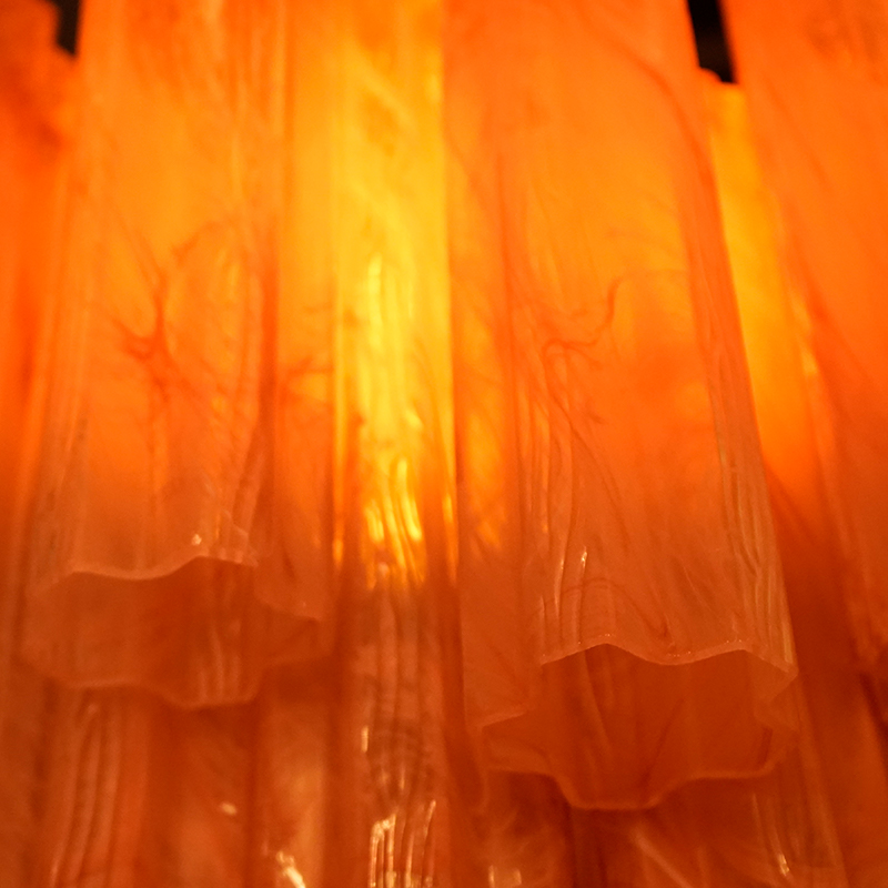 Frosted pink Murano glass waterfall chandelier