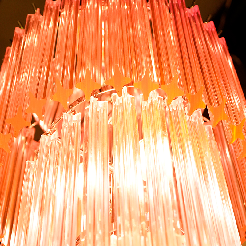 Murano Spiral Pink Prism Glass Chandelier