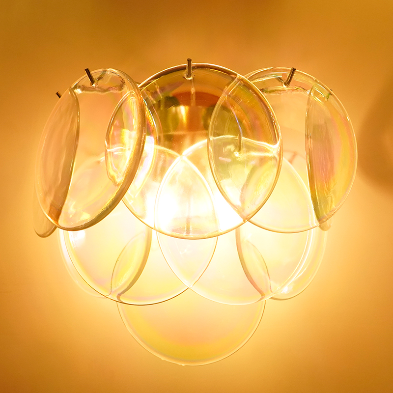 Vintage transparent Murano glass wall lamp