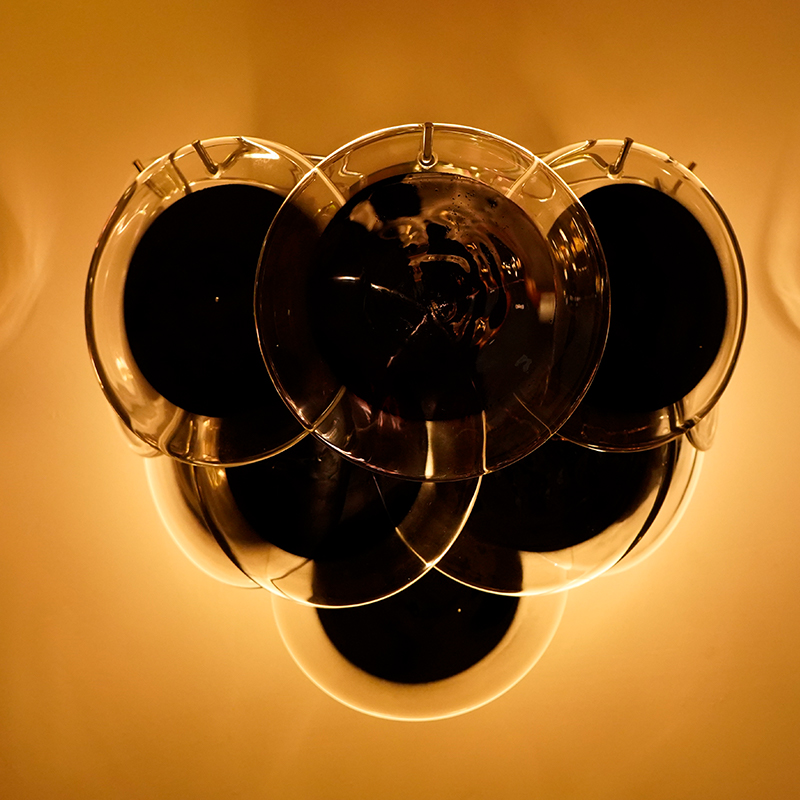 Vintage black Murano glass wall lamp