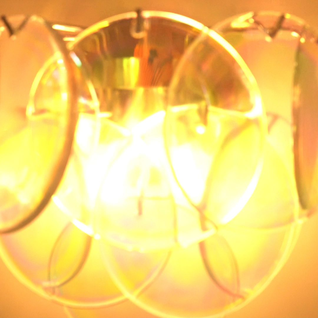 Vintage transparent Murano glass wall lamp