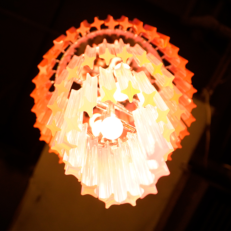 Murano Spiral Pink Prism Glass Chandelier