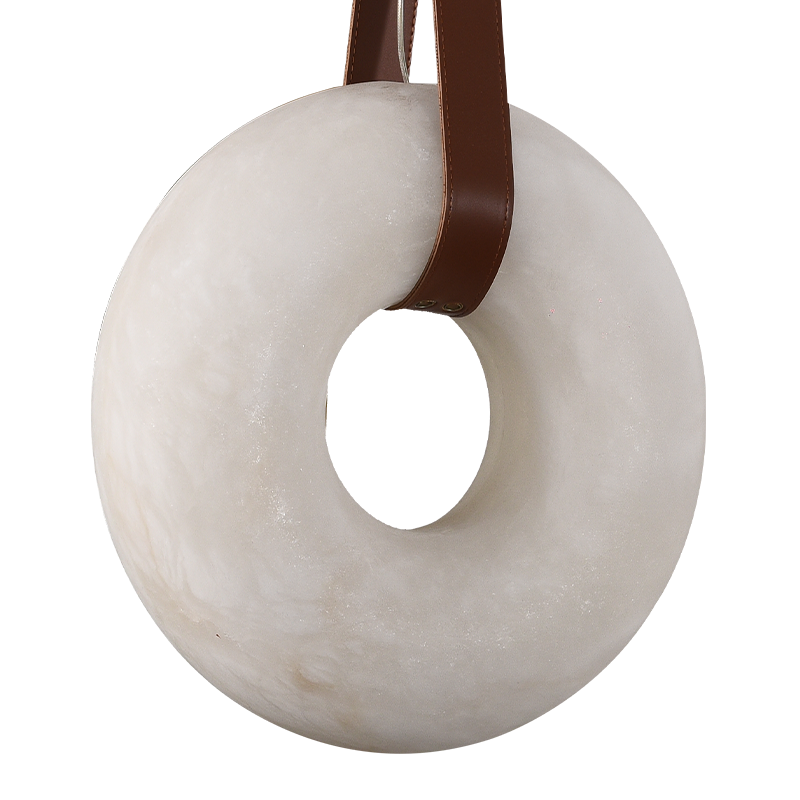 Alabaster Ring Chandelier – Sculptural Spanish Stone & Leather Pendant | LINKORI RINGMABLE Oslo Alabaster Pendant Lamp