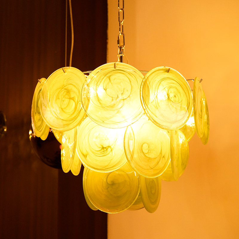 Casai Green Glass Disc Pendant Light