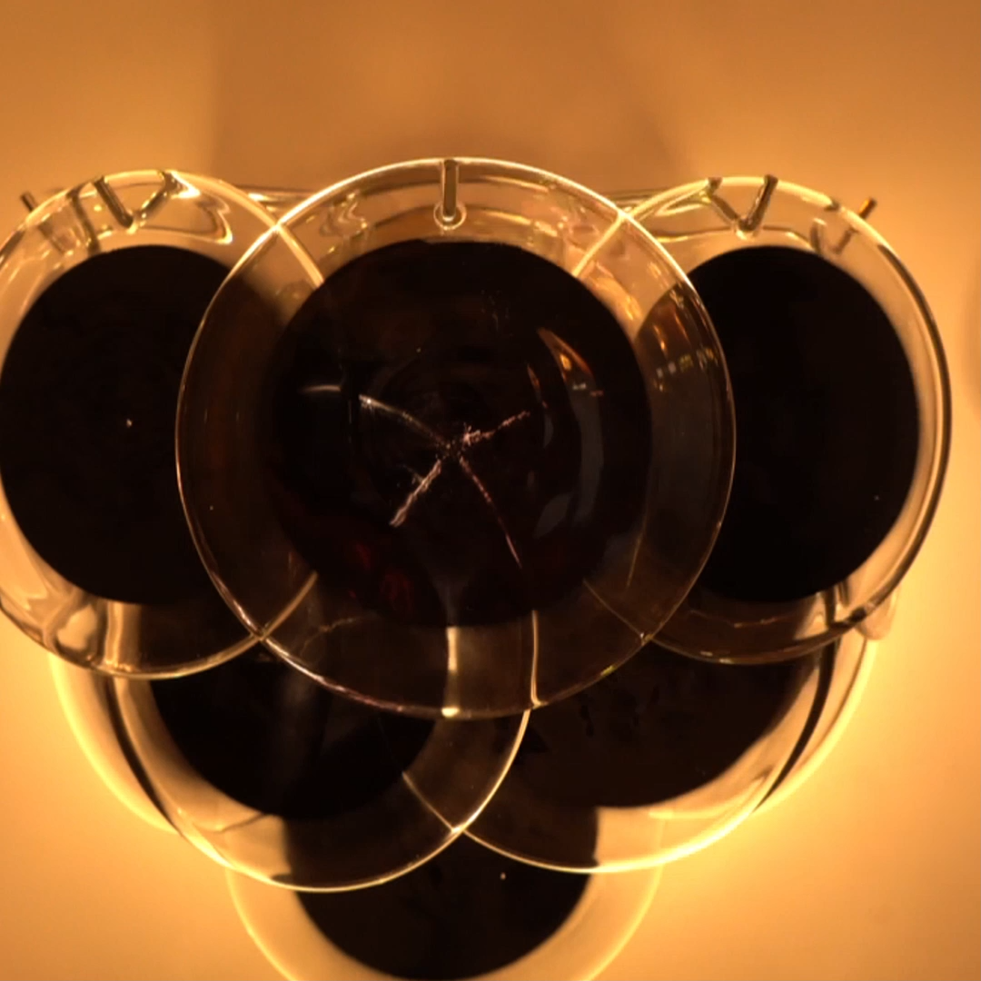 Vintage black Murano glass wall lamp