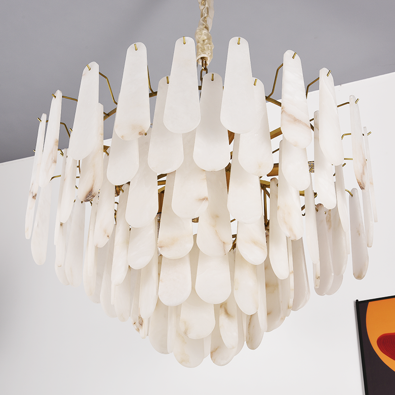 Anthea Spanish Alabaster Luxury Lamp Fixtures, Elegant Chandeliers