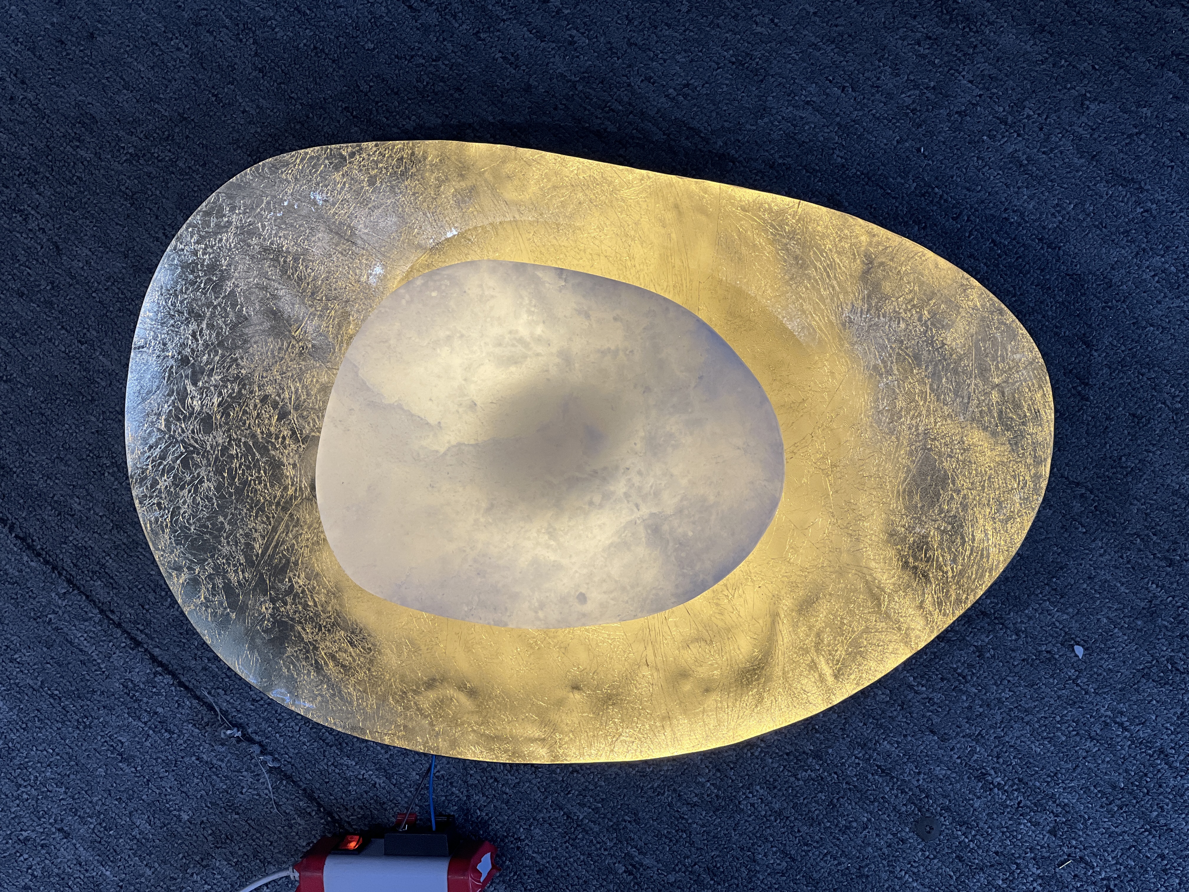 Modern Art Alabaster Wall Sconce, Soft Warm Glow Brass Lamp for Entryway, Living Room & Villa
