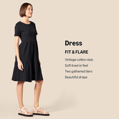 Amazon Essentials Women's Short-Sleeve Crewneck Tiered Dress