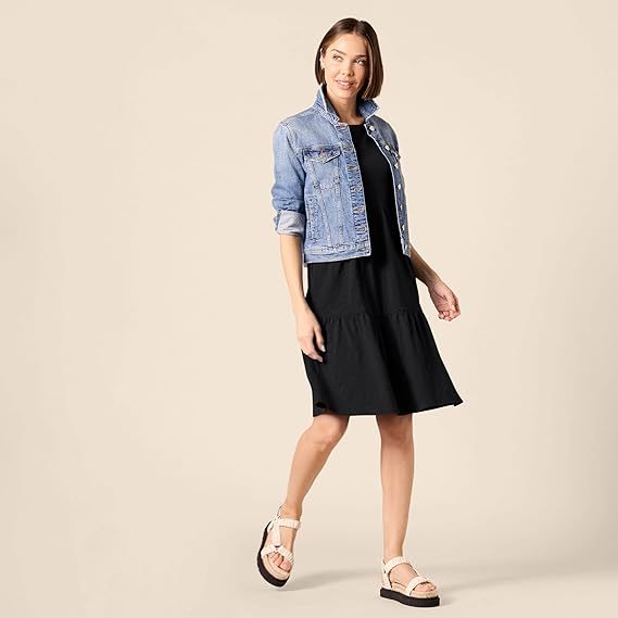 Amazon Essentials Women's Short-Sleeve Crewneck Tiered Dress