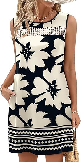 Amazon Essentials Women's Short-Sleeve Crewneck Tiered Dress