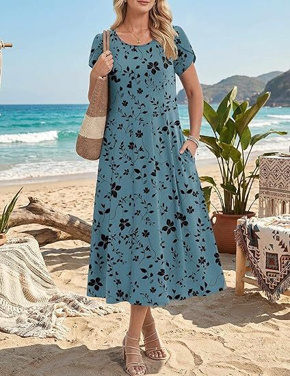 Amazon Essentials Women's Short-Sleeve Crewneck Tiered Dress