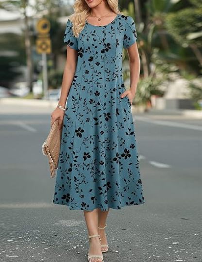 Amazon Essentials Women's Short-Sleeve Crewneck Tiered Dress