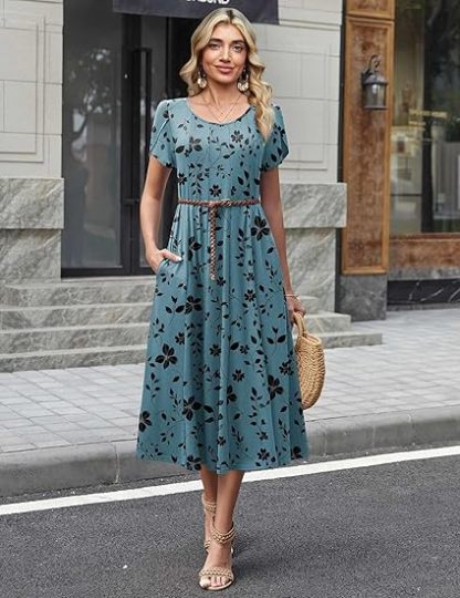 Amazon Essentials Women's Short-Sleeve Crewneck Tiered Dress