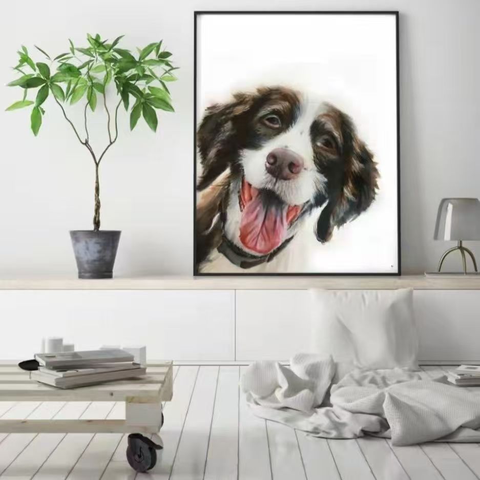 Custom Pet Portrait Oil Painting, Personalized Dog&cat Art Wall Decor