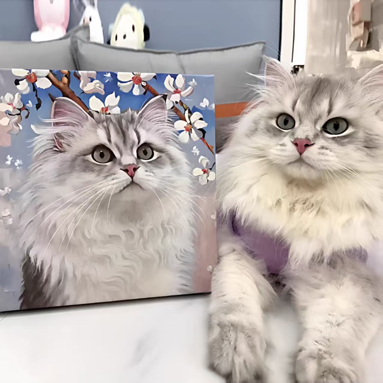 Custom Pet Portrait Oil Painting, Personalized Dog&cat Art Wall Decor
