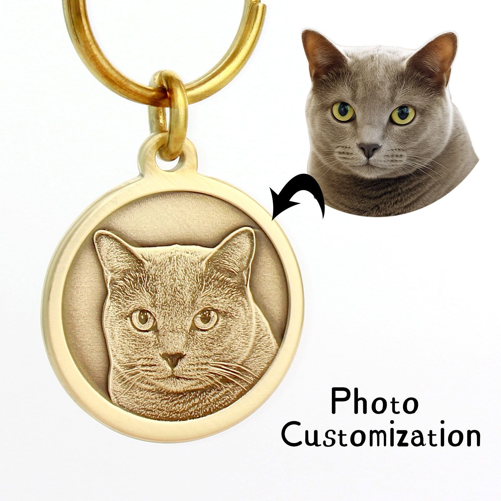 Custom Pet Portrait Tag – Engraved Photo Keepsake for Collars & Keys