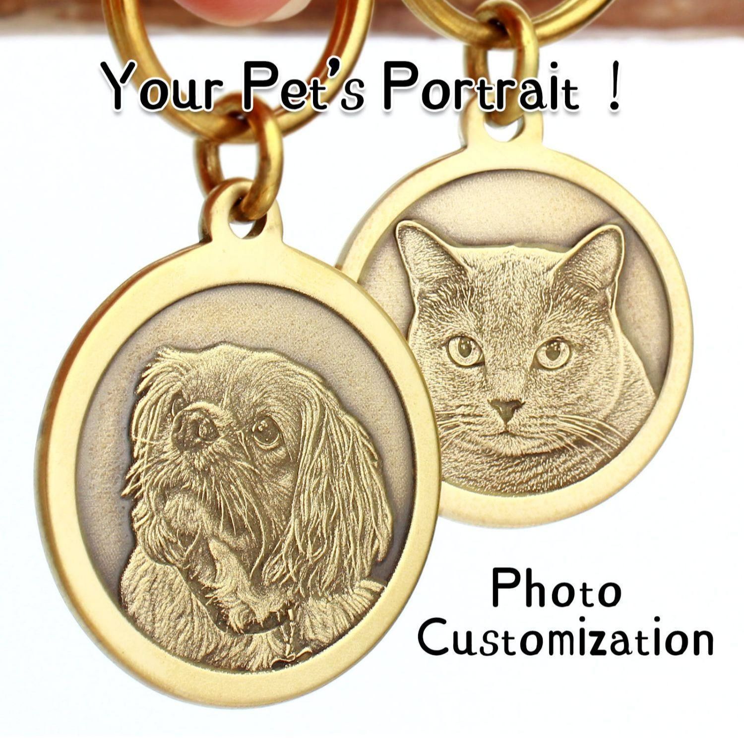 Custom Pet Portrait Tag – Engraved Photo Keepsake for Collars & Keys