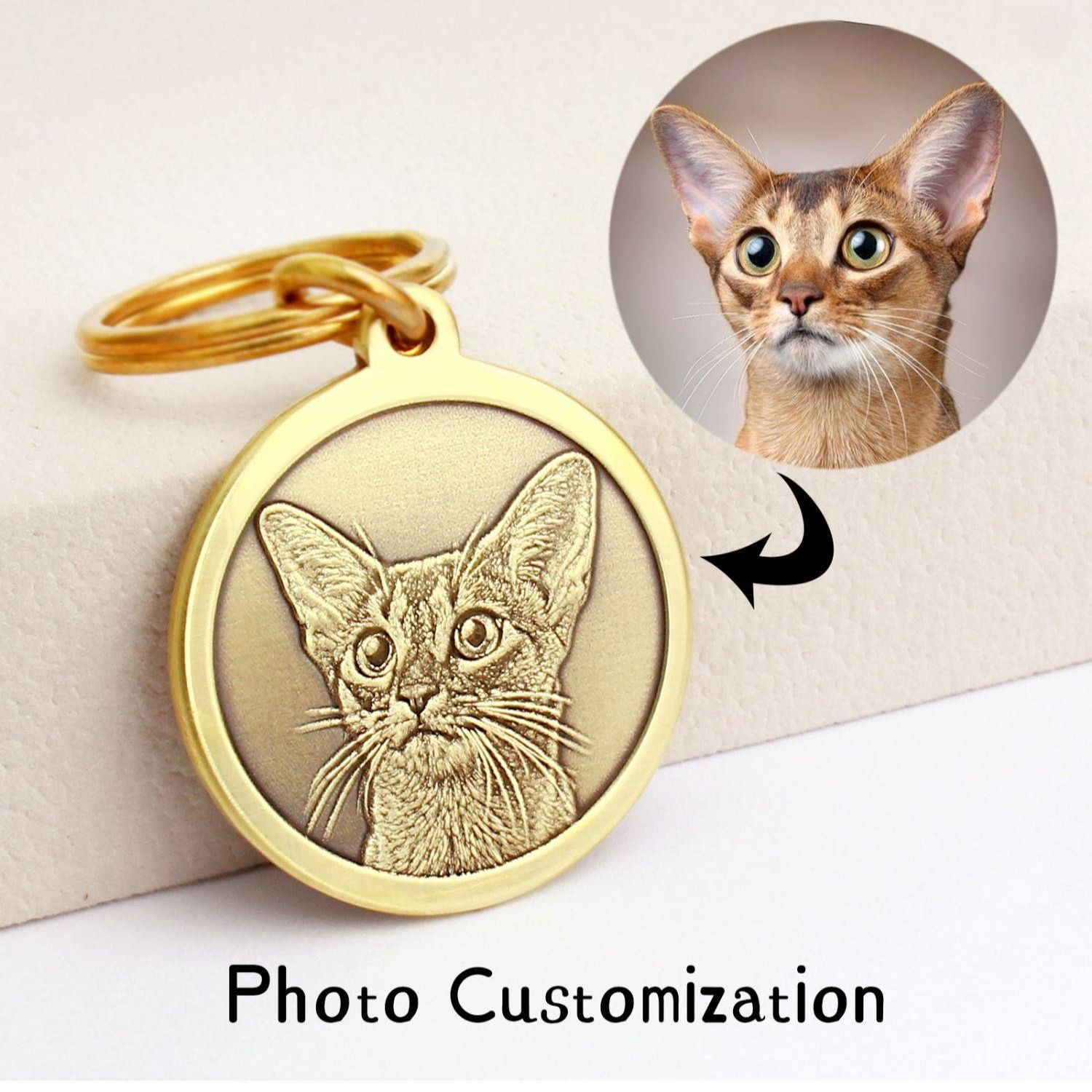 Custom Pet Portrait Tag – Engraved Photo Keepsake for Collars & Keys