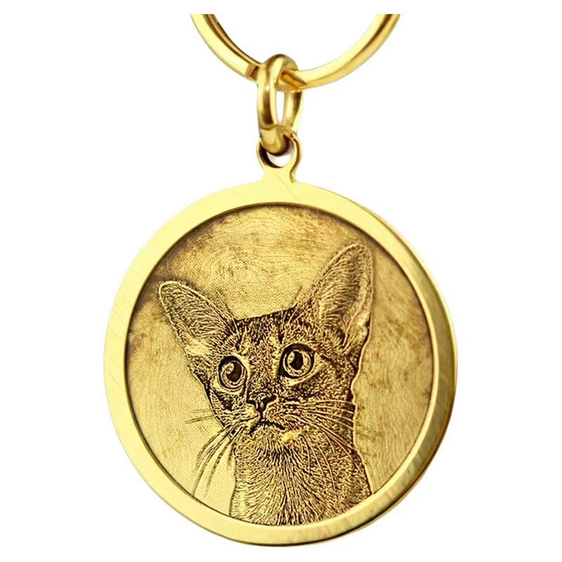 Custom Pet Portrait Tag – Engraved Photo Keepsake for Collars & Keys