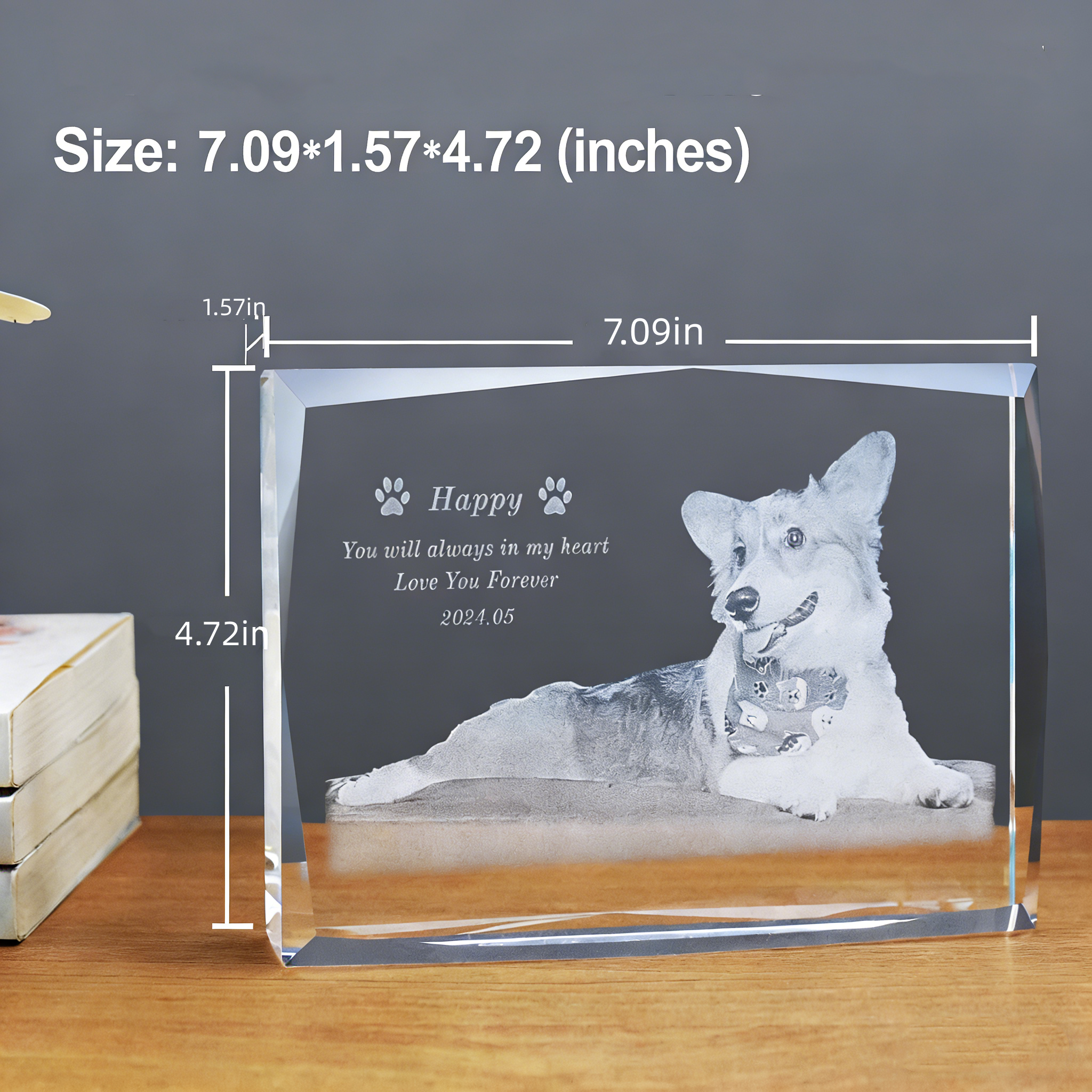 Custom Pet Photo Crystal – Engraved Memorial Keepsake