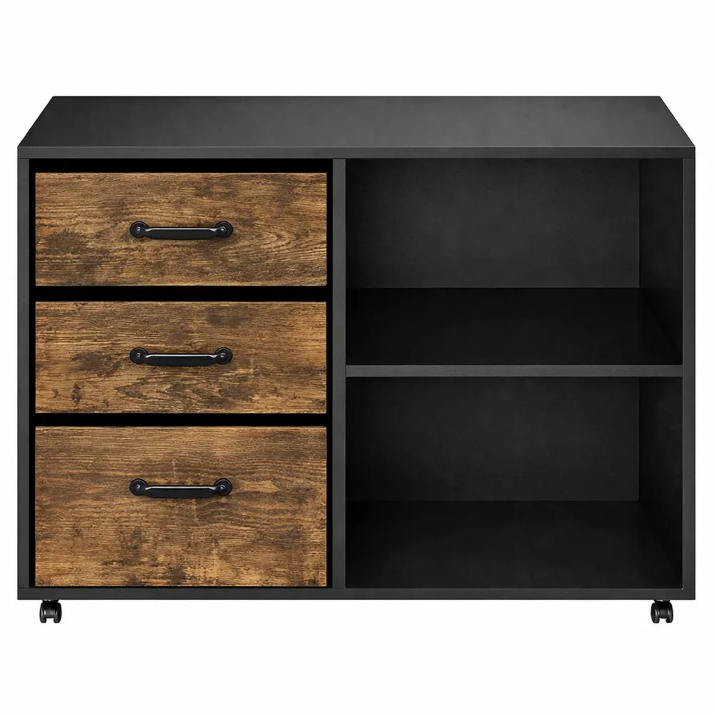 Carrello Archivio Ufficio con Cassetti e Ripiano Aperto-Ladnhaus