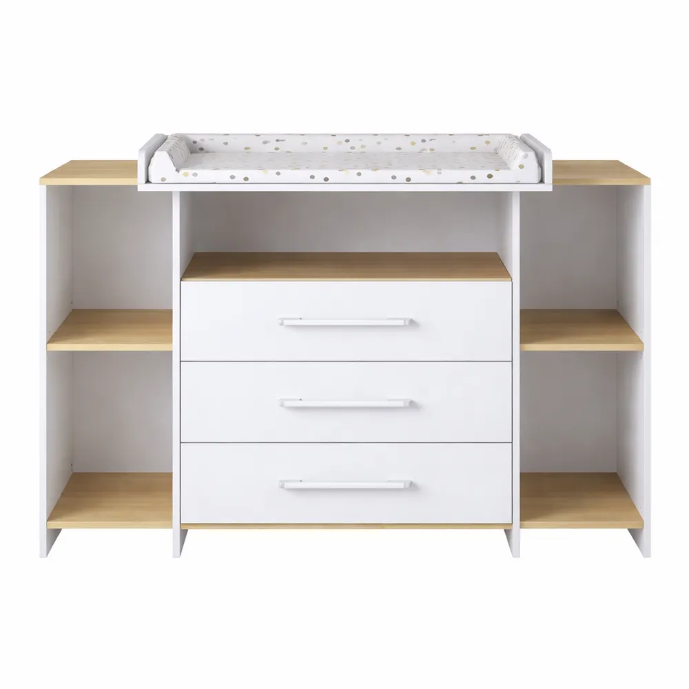 Fasciatoio in Rovere con 3 Cassetti, Dimensioni 143.2 x 93 cm-Ladnhaus