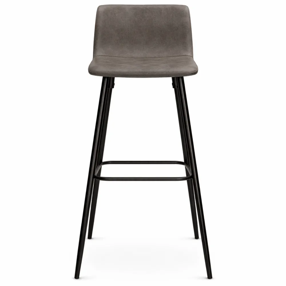 Set di 2 sgabelli da bar in PU con poggiapiedi e gambe in acciaio, marrone scuro-Isabohaus