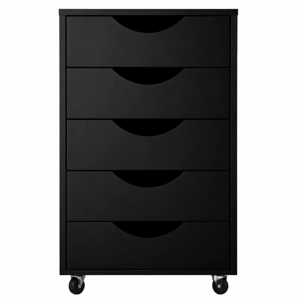 Cassettiera su ruote con 5 cassetti, contenitore da scrivania nero-Isabohaus