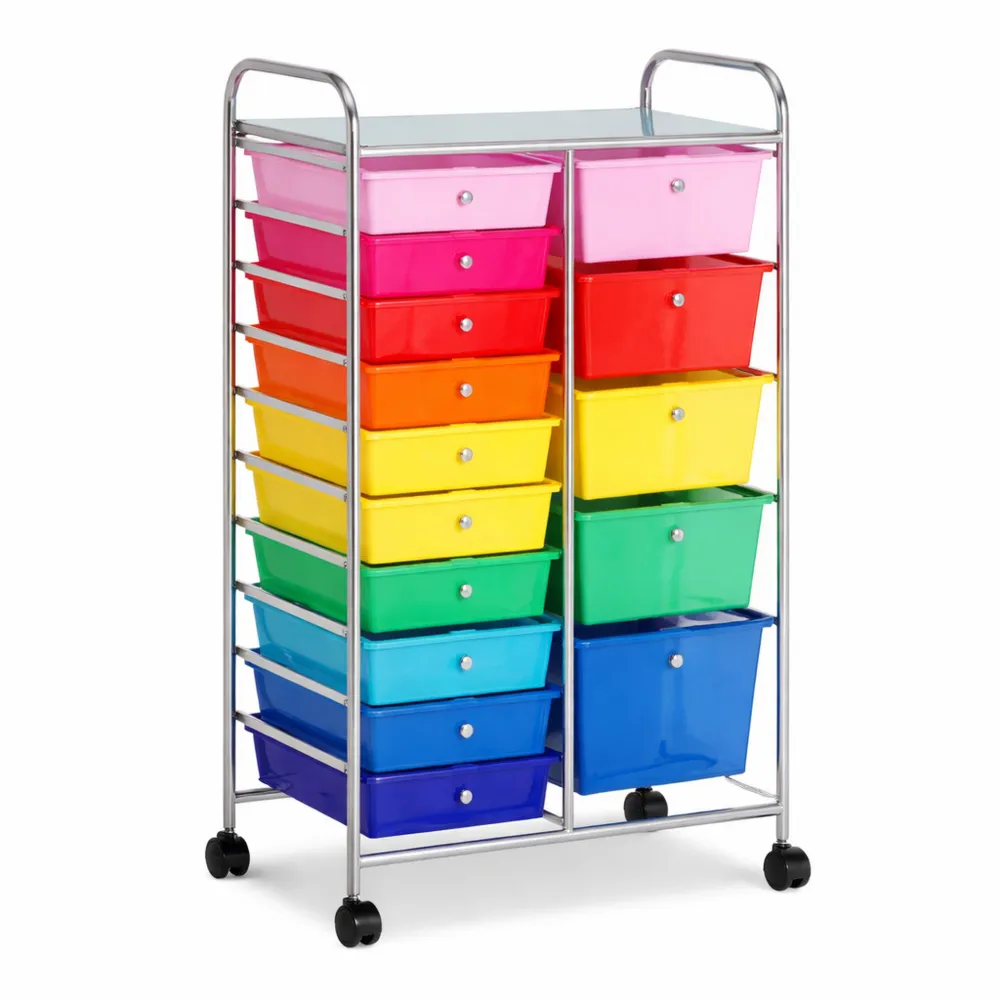 Carrello Portaoggetti Multiuso con 15 Cassetti e Ruote-Isabohaus