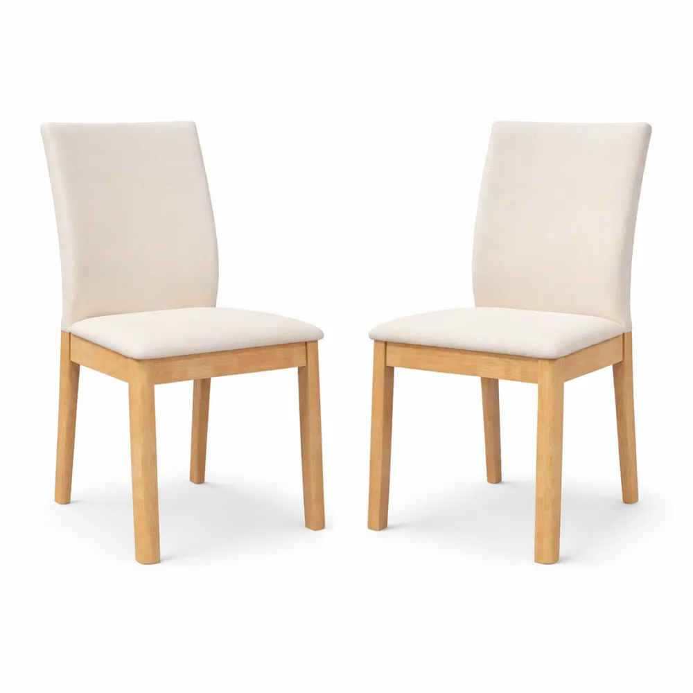 Set 2 Sedie da Pranzo con Cuscini in Legno Massello-Isabohaus