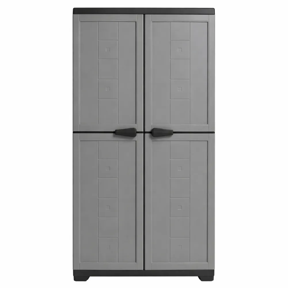 Armadio Alto con Ripiani Regolabili, Grigio/Nero, 68x39x166H cm-Isabohaus