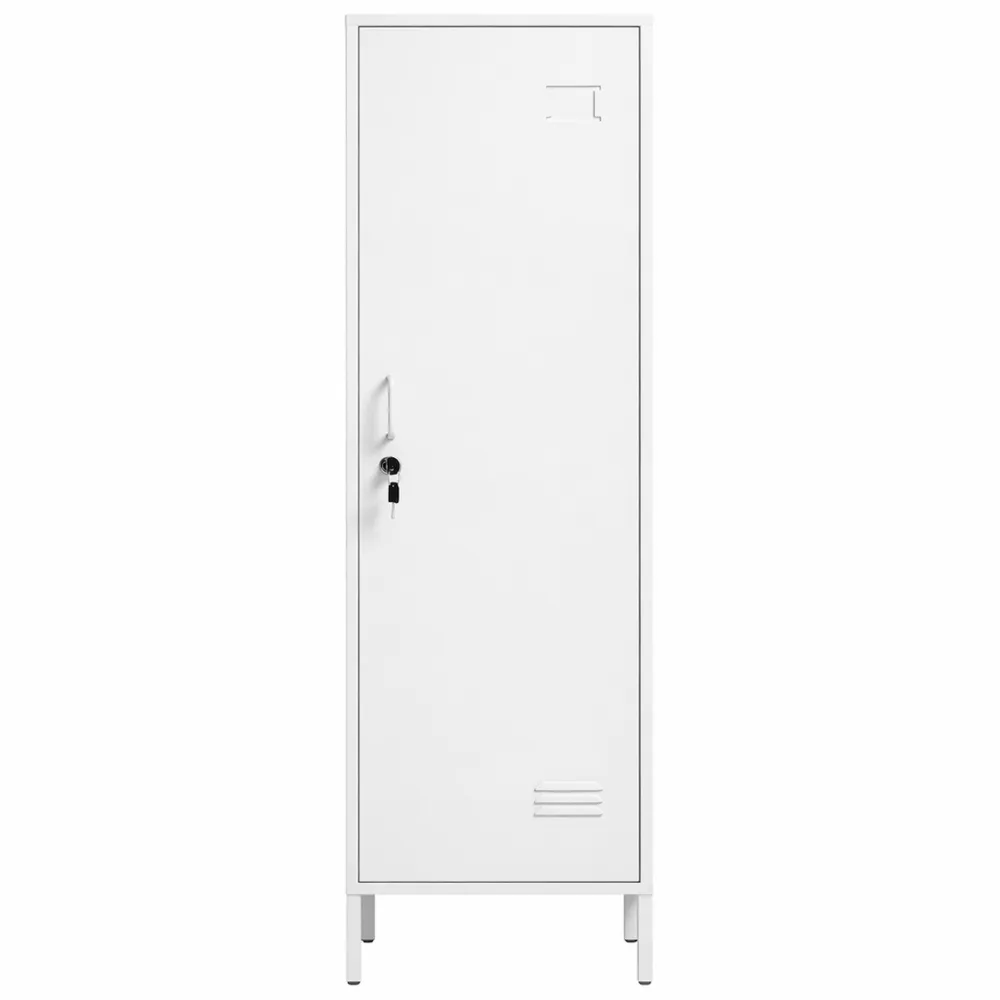Armadietto Spogliatoio Slim in Acciaio con Serratura e Portanome, Armadio Salvaspazio con Appendiabiti e Ripiano, per Casa e Ufficio, Bianco-Isabohaus