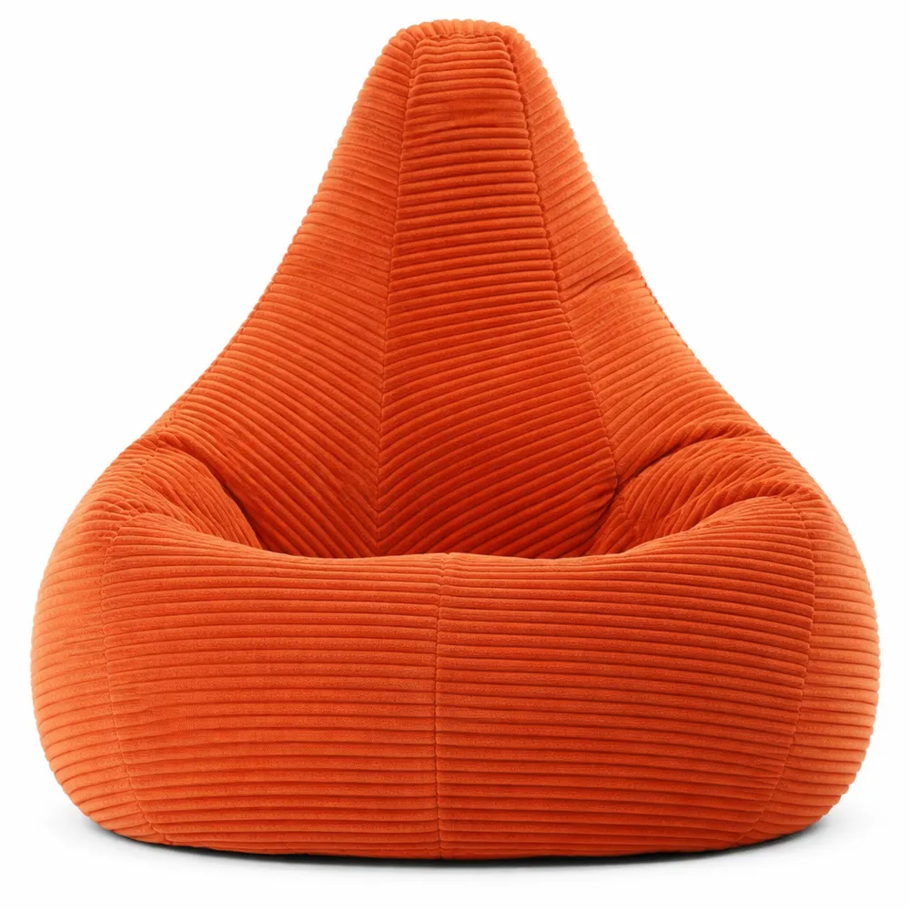 Poltrona Sacco in Velluto a Coste, Arancia, con Riempimento Incluso, Ideale per Camera da Letto e Soggiorno-Isabohaus