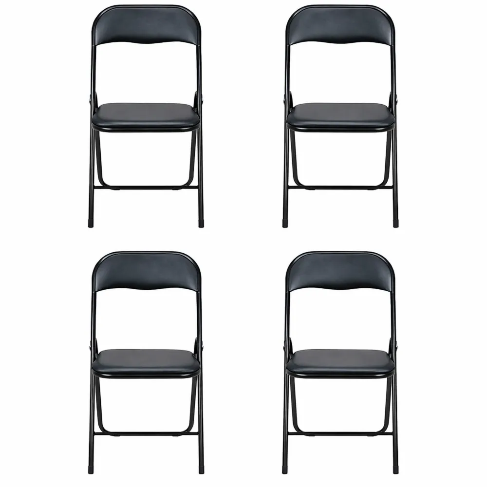 Set di 4 sedie pieghevoli con cuscino imbottito e struttura salvaspazio-Isabohaus