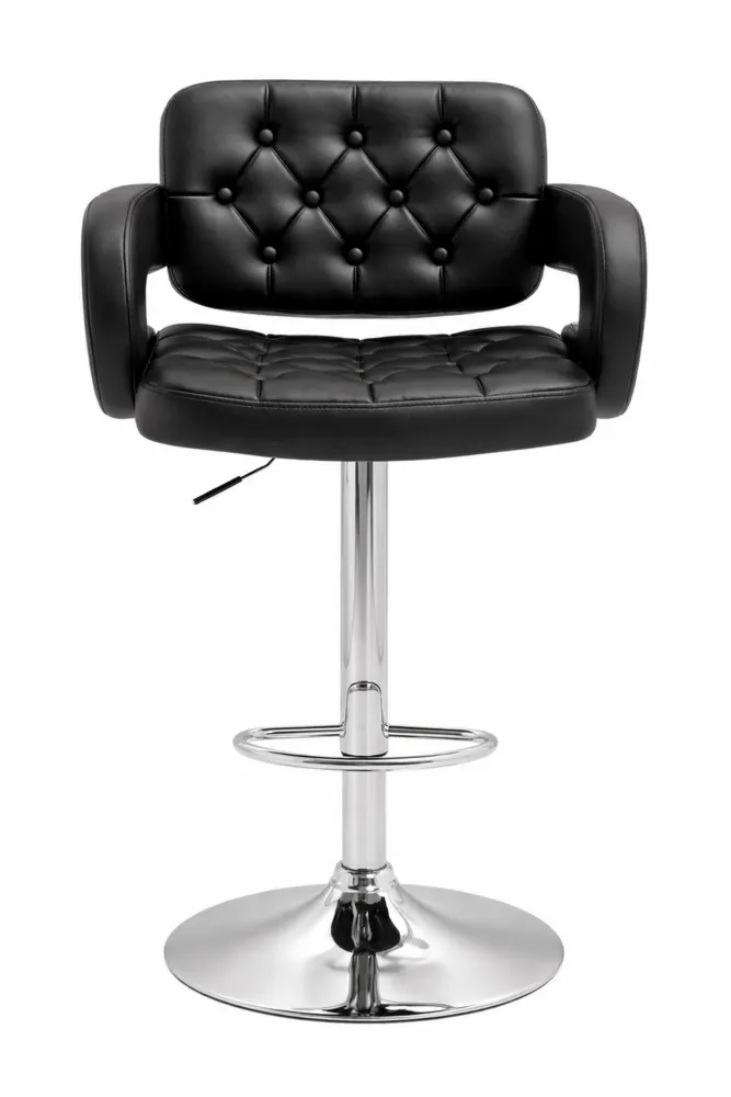 Sgabello da Bar Moderno con Altezza Regolabile e Poggiapiedi in Finta Pelle, Nero-Yorenest