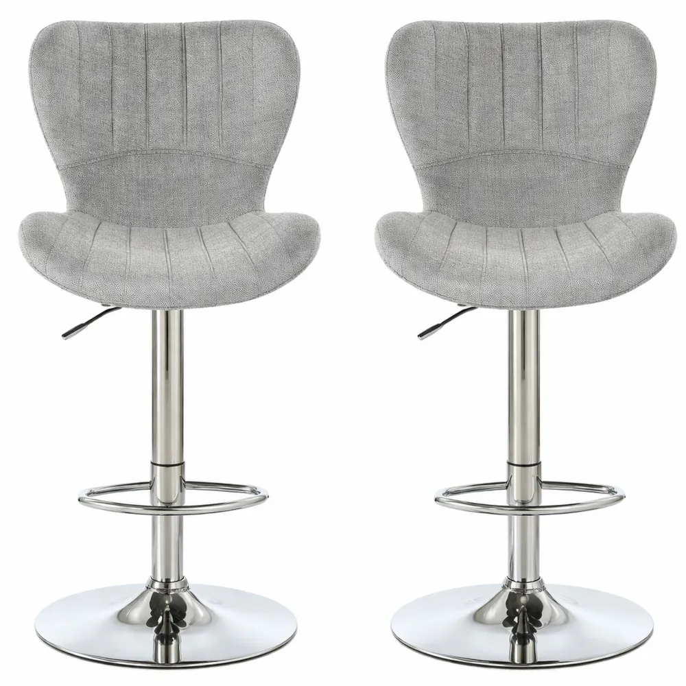 Set di 2 sgabelli da bar girevoli con altezza regolabile e poggiapiedi in tessuto grigio-Yorenest