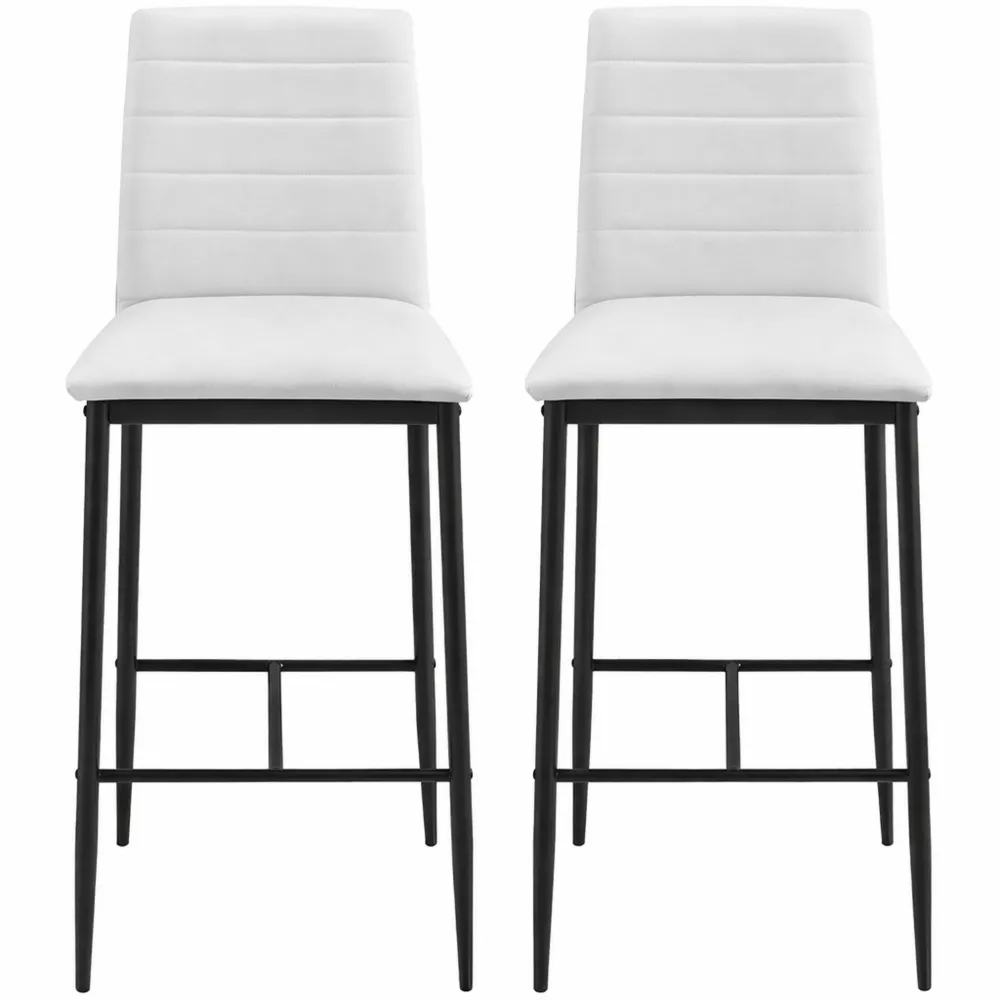 Set di Sgabelli da Bar con Schienale e Poggiapiedi, Sedie in Acciaio e Similpelle-Yorenest