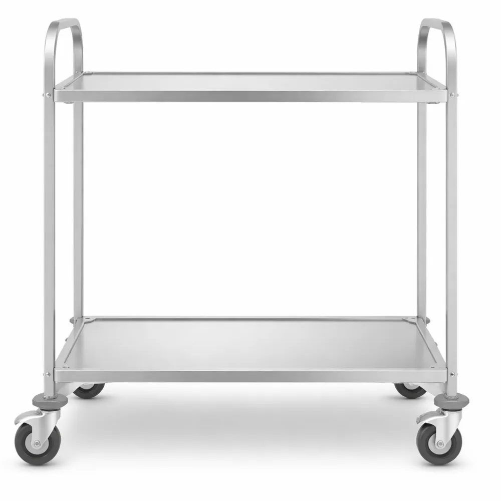 Carrello da Servizio in Acciaio Inox con 2 Ripiani, 60 cm di Distanza, Capacità 160 kg-Yorenest