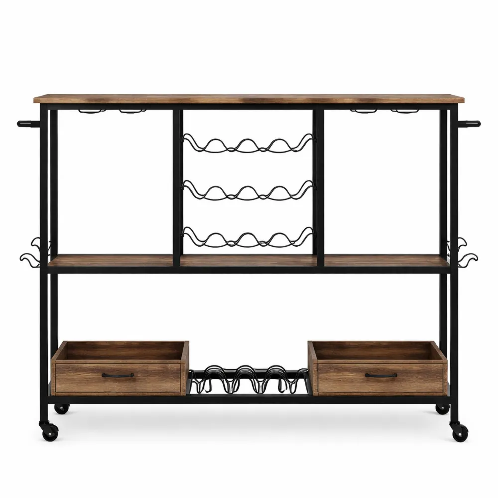 Carrello da Cucina con Ruote e Portabottiglie-Yorenest