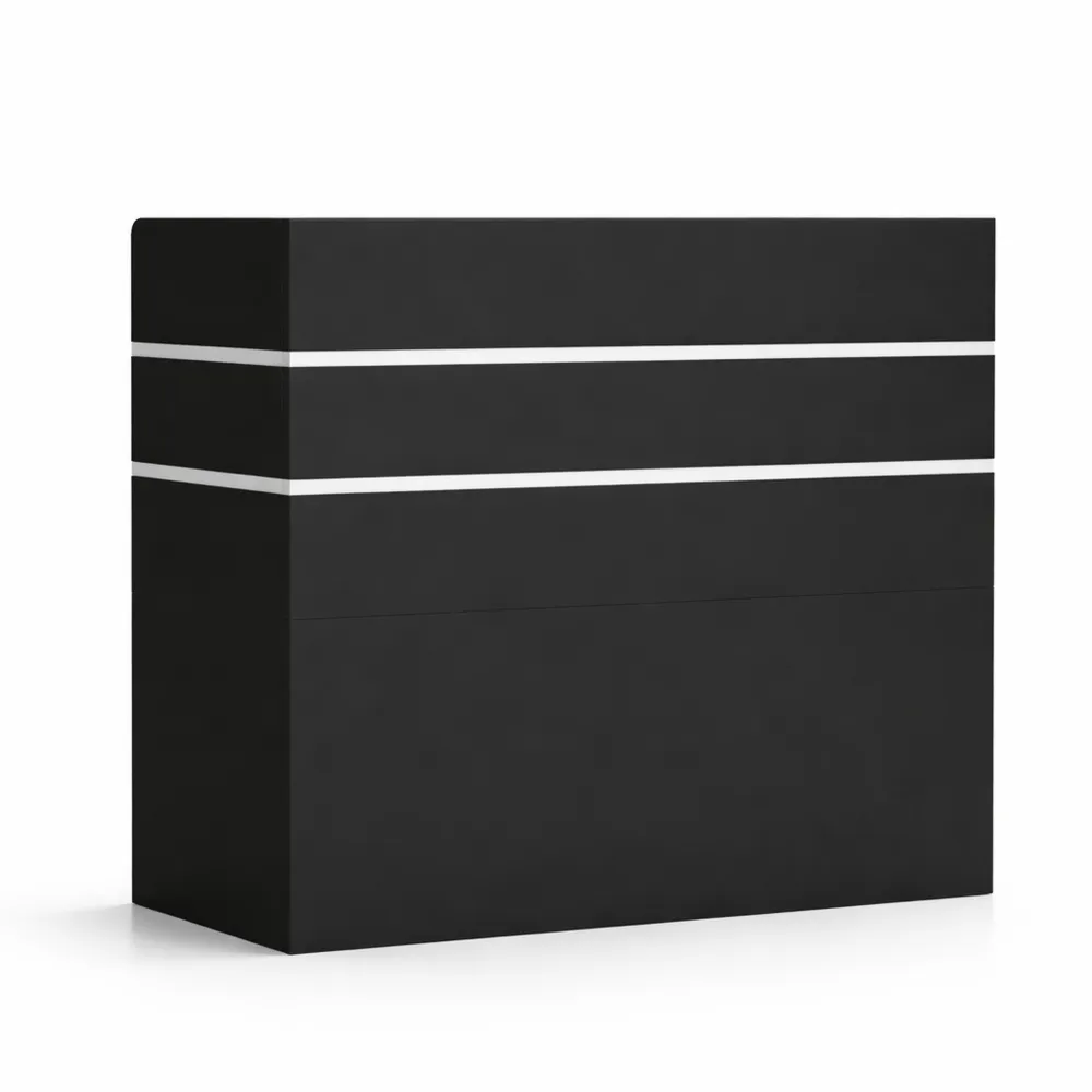 Bureau Réception avec Rangement 3 Tiroirs et Armoire 110x120x48 cm Noir