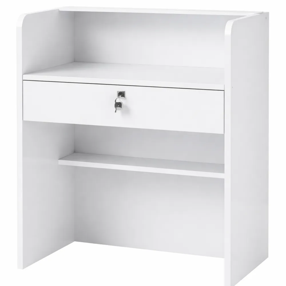 Bureau d'accueil rectangulaire avec tiroir verrouillable, 60 cm, meuble moderne pour espace entreprise