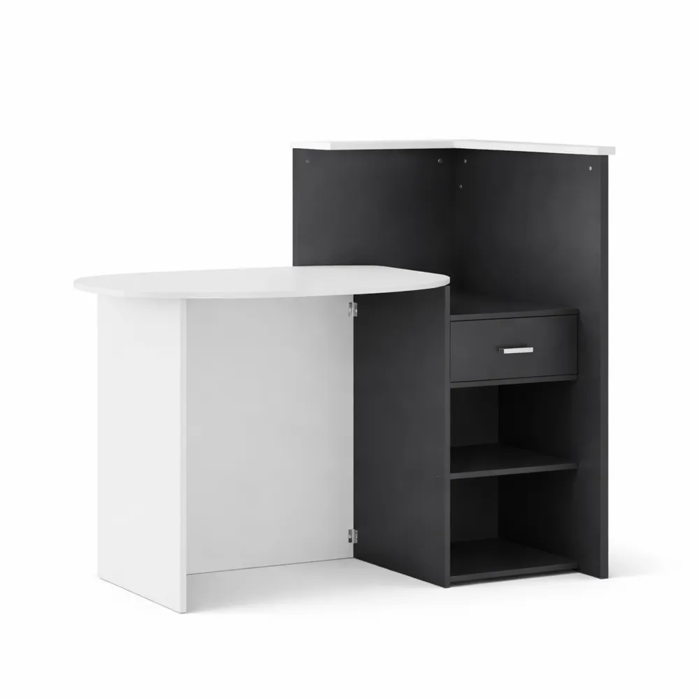 Comptoir d'accueil avec rangement et tiroir verrouillable, design patchwork