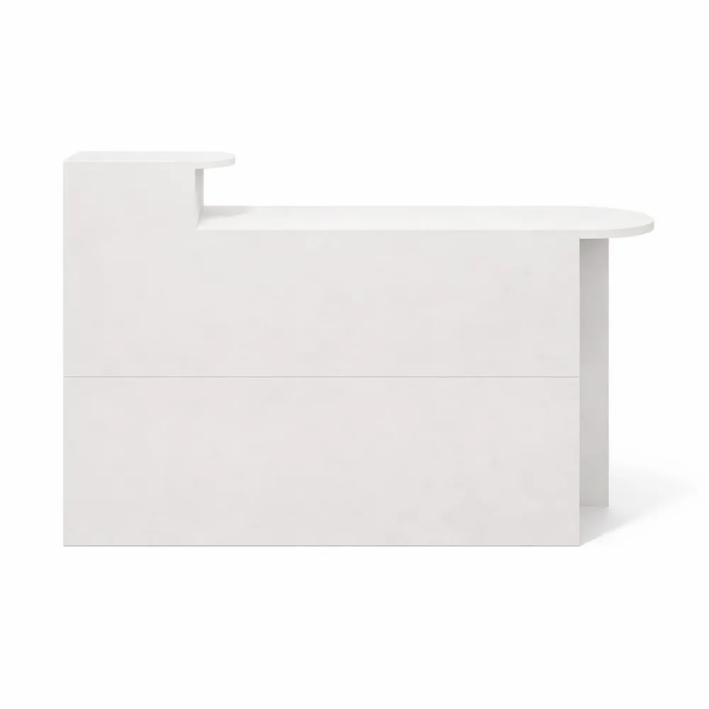 Comptoir d'accueil en bois avec tiroirs verrouillables en L