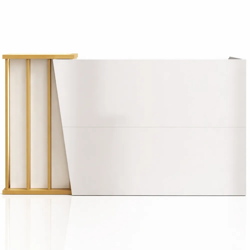 Comptoir d'accueil avec tiroirs et espace de rangement, 100 cm, blanc chaud