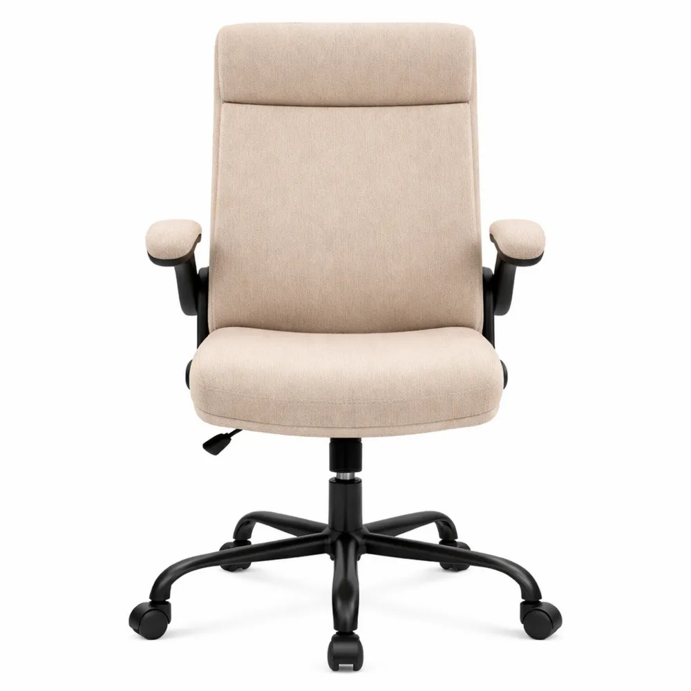 Chaise de bureau ergonomique avec dossier haut et accoudoirs rabattables, hauteur ajustable