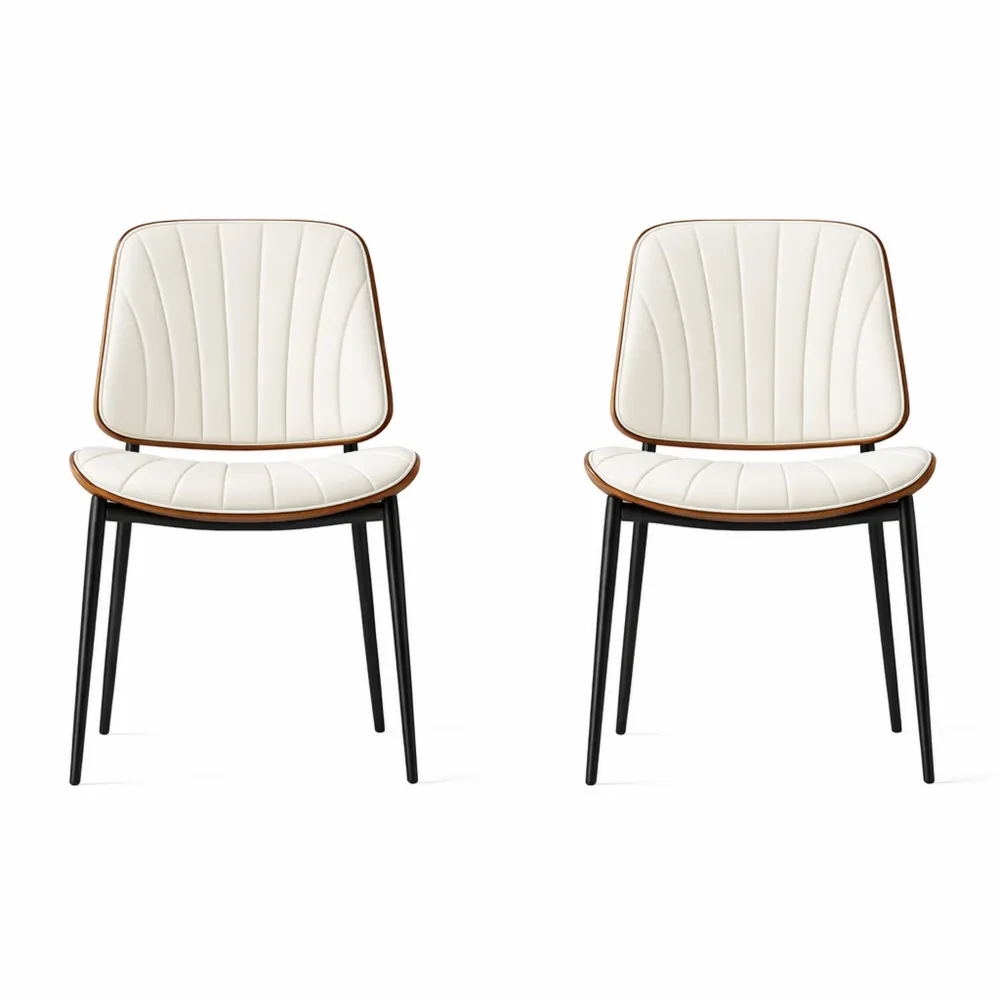 Lot de 2 chaises rembourrées scandinaves blanches