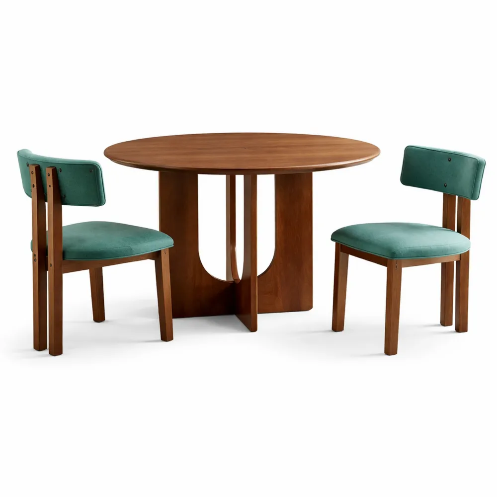 Lot de 2 chaises en velours pour salle à manger, design rétro, couleur verte