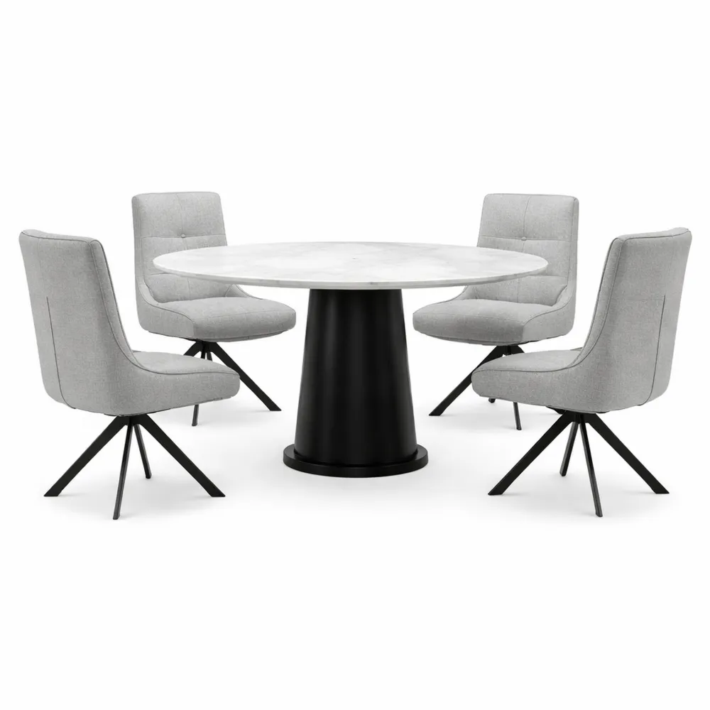 Lot de 4 chaises pivotantes rembourrées en tissu pour salle à manger